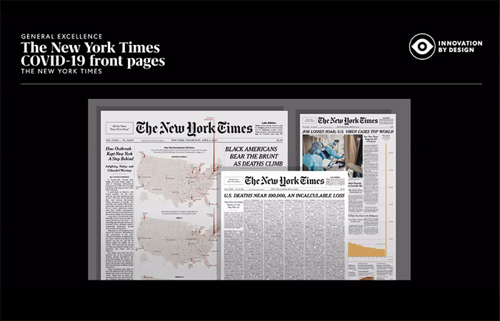 Excelencia General y Mejor Diseño Norteamérica: <a href='https://www.nytimes.com/2020/05/23/reader-center/coronavirus-new-york-times-front-page.html' target='_blank'>New York Times Tapas Covid-19 / The New York Times</a> 